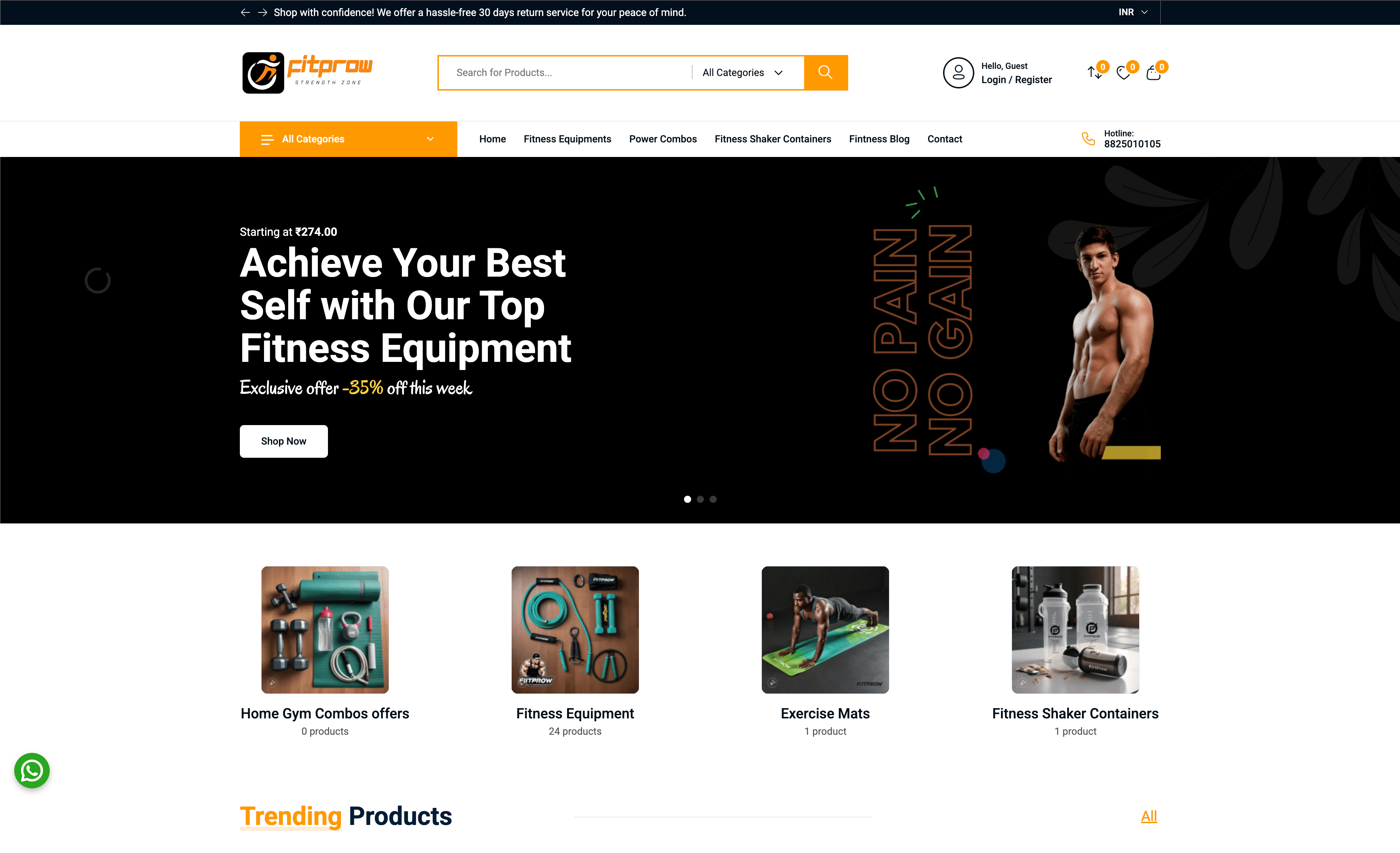 Premium Fitness Products eCommerce Store screenshot